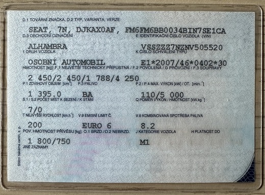 Dovoz Seat Alhambra 1.4TSi Litoměřice-ČR 09/2026
